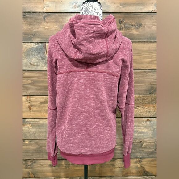 Heathered Pink Relaxed Hoodie with Long Sleeves and Ribbed Details​ - Picture 2 of 7